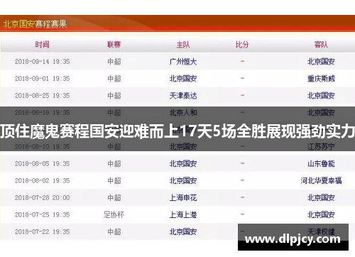 顶住魔鬼赛程国安迎难而上17天5场全胜展现强劲实力 顶住魔鬼赛程国安迎难而上17天5场全胜展现强劲实力